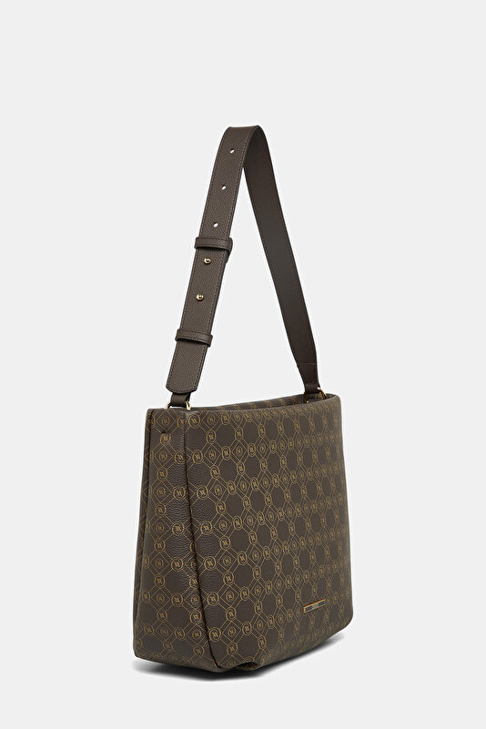 BEIGE MONOGRAM LEATHER BAG 2