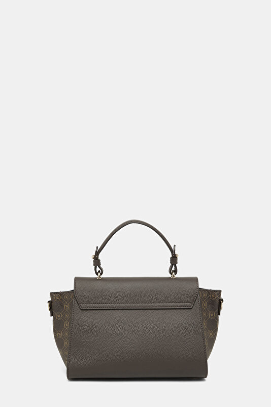 BEIGE MONOGRAM LEATHER BAG 4