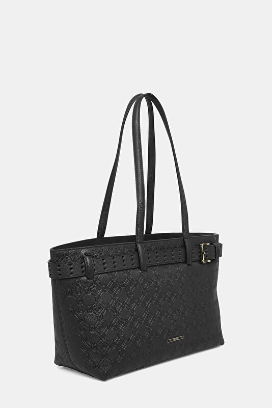 BLACK MONOGRAM LEATHER BAG 2