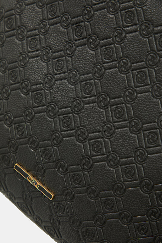 BLACK MONOGRAM LEATHER BAG 4