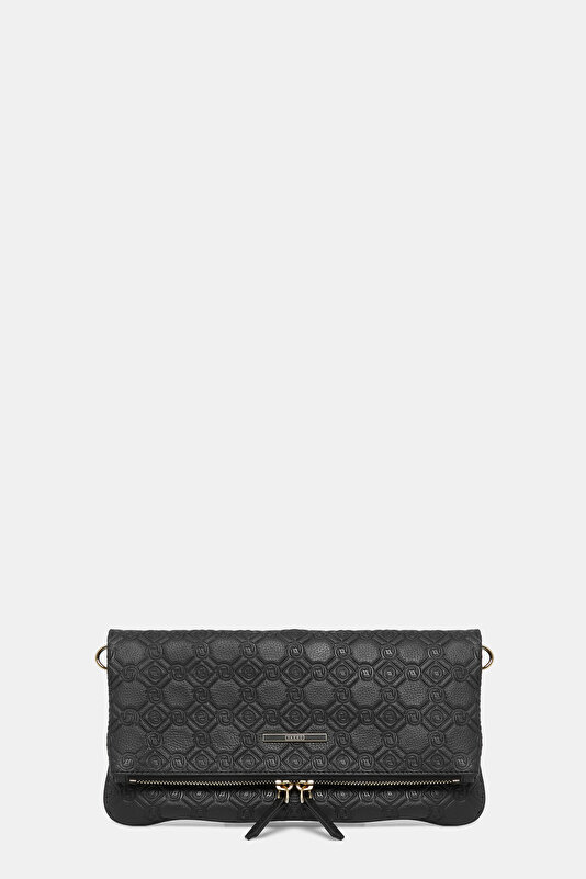 BLACK MONOGRAM LEATHER BAG