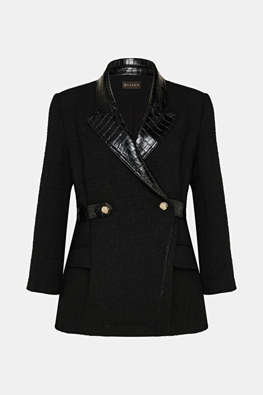 BLACK SURPLICE NECKLINE (CROSS-OVER NECKLINE) JACKET