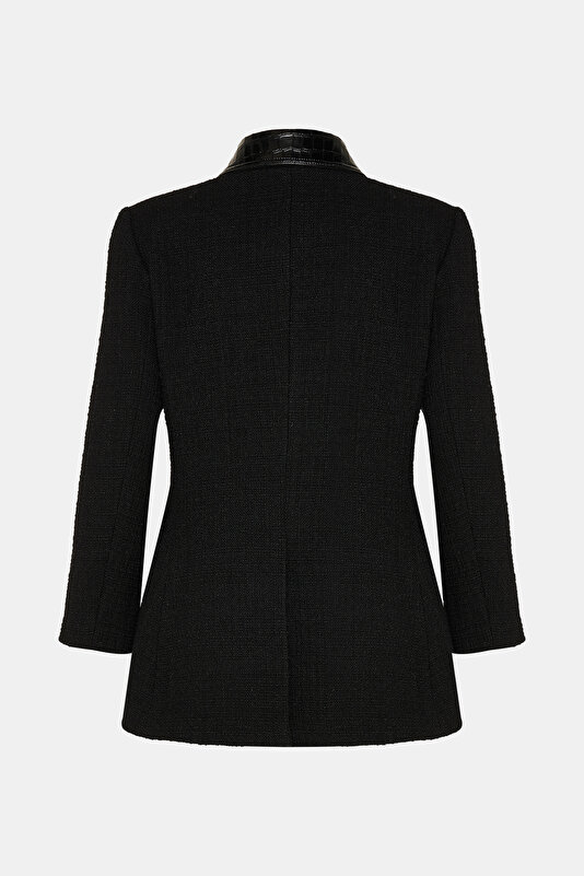 BLACK SURPLICE NECKLINE (CROSS-OVER NECKLINE) JACKET 2