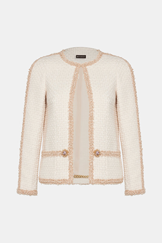 BEIGE BASIC / ROUND NECKLINE JACKET