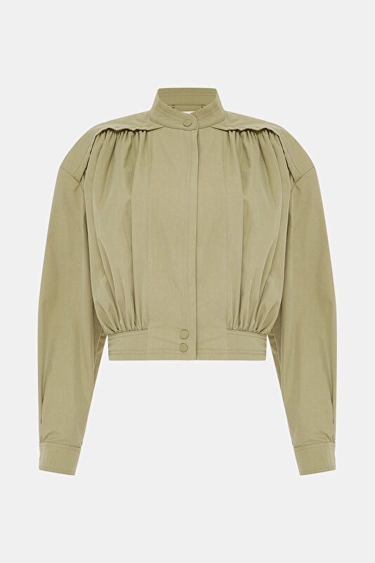 LIGHT KHAKI ZIP FASTENING JACKET