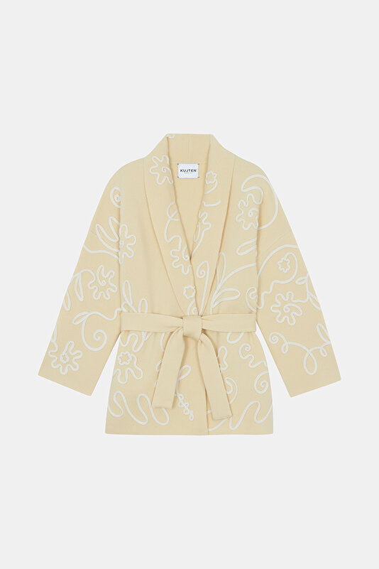 WHITE DESIGN FILLED CARDIGAN