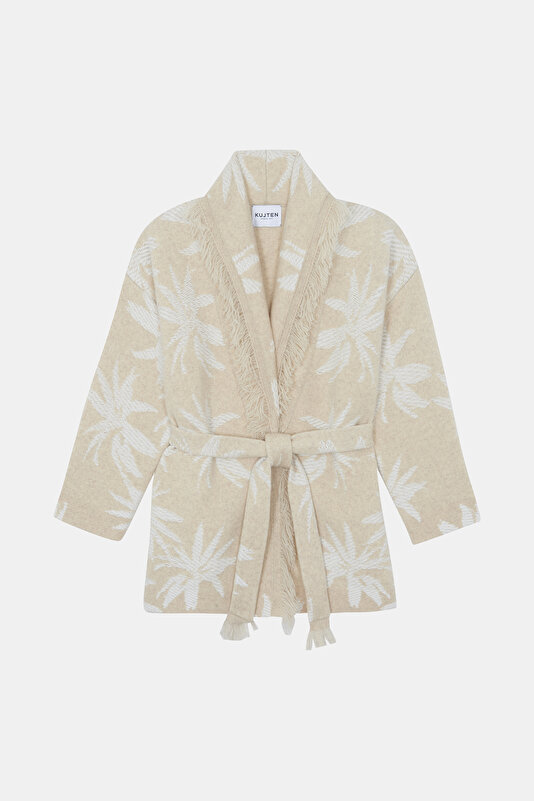 WHITE DESIGN FILLED CARDIGAN