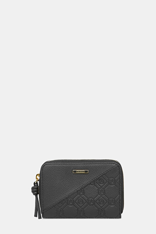 BLACK MONOGRAM LEATHER WALLET