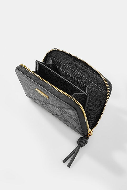 BLACK MONOGRAM LEATHER WALLET 4