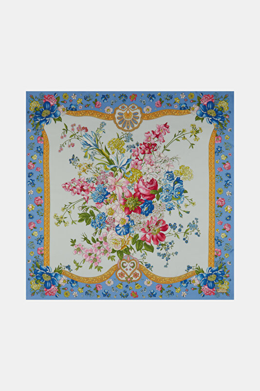 LIGHT GREEN FLORAL PATTERN TWILL SCARF