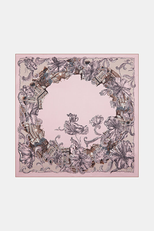 PEMBE OBJE DESENLİ TWILL EŞARP