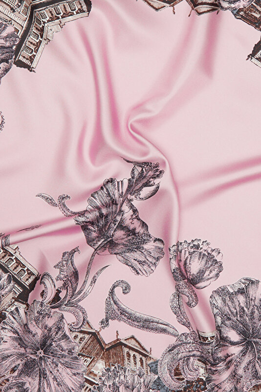 PEMBE OBJE DESENLİ TWILL EŞARP 3
