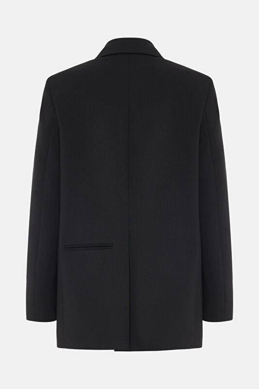 BLACK SURPLICE NECKLINE (CROSS-OVER NECKLINE) JACKET 2