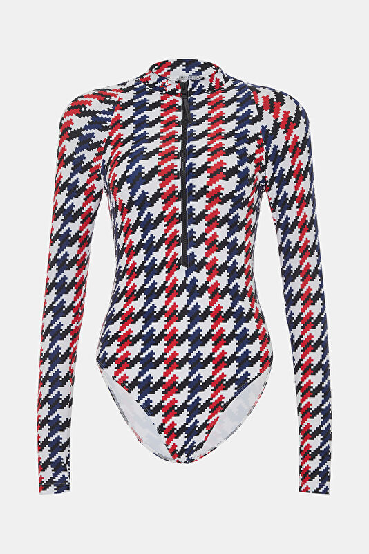 BEYAZ KAZAYAĞI DESENLİ MAYO