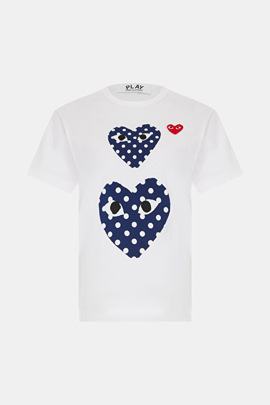 BEYAZ BİSİKLET YAKA DESENLİ T-SHİRT