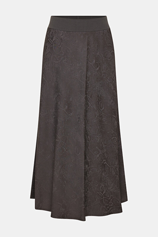 GREY JACQUARD VISCOSE/ACETATE SKIRT