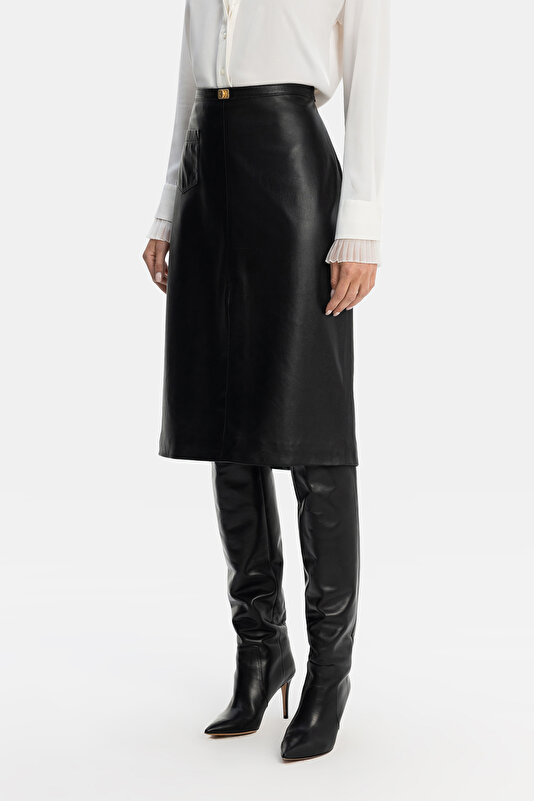 DORE LEATHER MIDI SKIRT 2