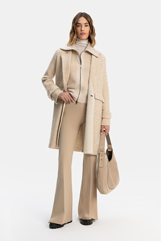 BEIGE WIDE LEG TROUSERS