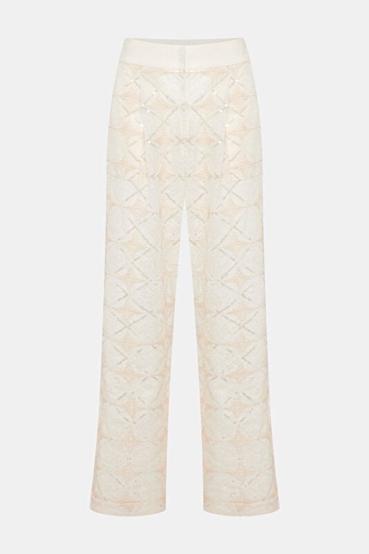 NATÜREL DANTELLİ STRAİGHT PANTOLON