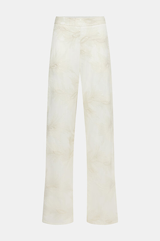 NATURAL LACY STRAIGHT TROUSERS
