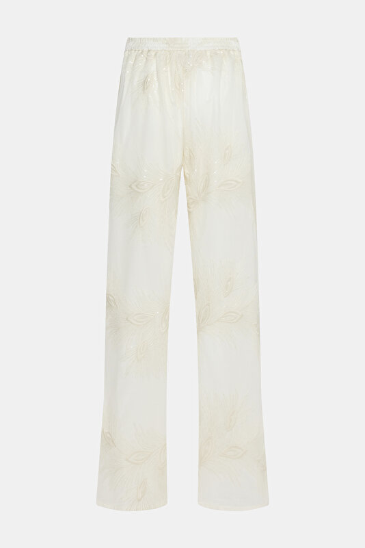 NATURAL LACY STRAIGHT TROUSERS 2