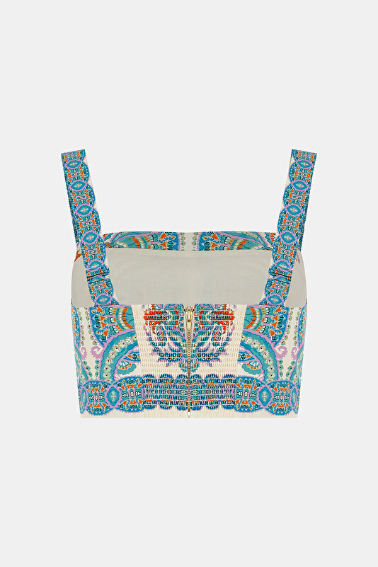 BRICK FLORAL PATTERN SLEEVELESS SUSPENDER BLOUSE 2