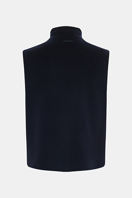 NAVY BLUE UPRIGHT COLLAR VEST 2