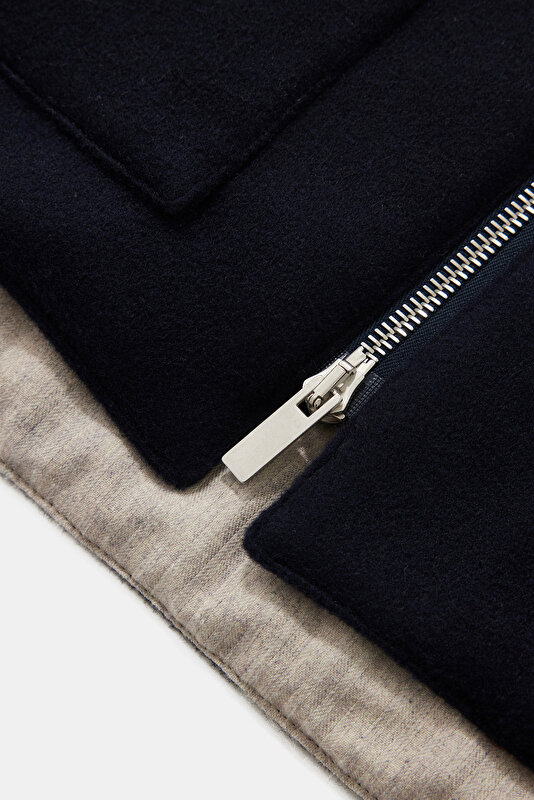 NAVY BLUE UPRIGHT COLLAR VEST 4