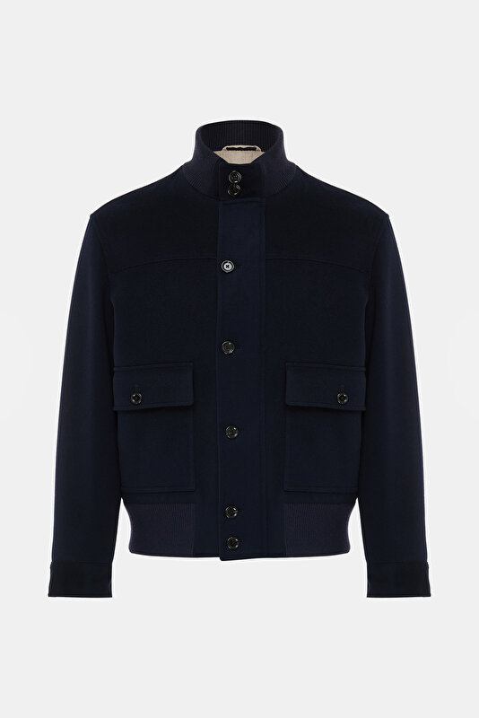 NAVY BLUE WOOL/CASHMERE COAT