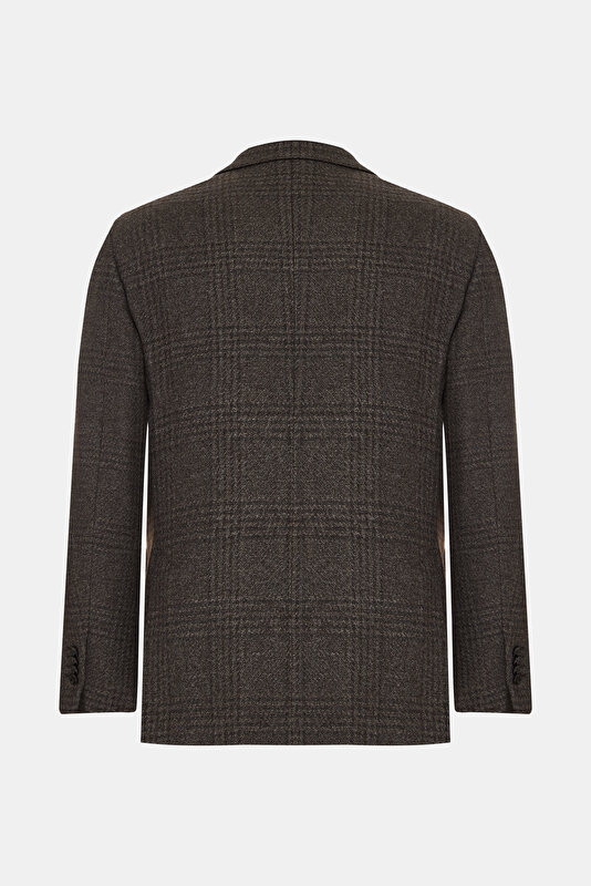 BROWN SURPLICE NECKLINE (CROSS-OVER NECKLINE) JACKET 2