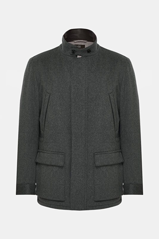 SMOKED WOOL/CASHMERE REEFER JACKET