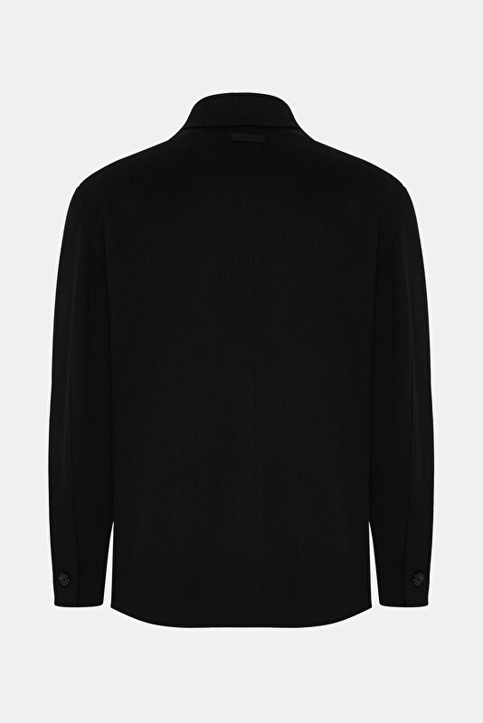 BLACK WOOL REEFER JACKET 2
