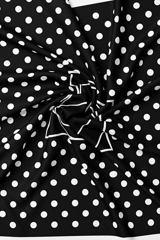 WHITE POLKA-DOT TWILL SCARF 2
