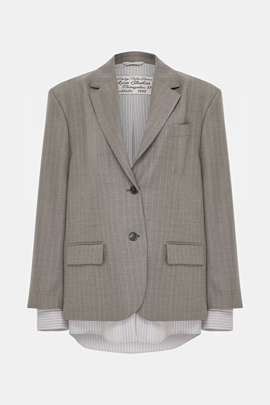GREY BUTTONED WOOL JACKET