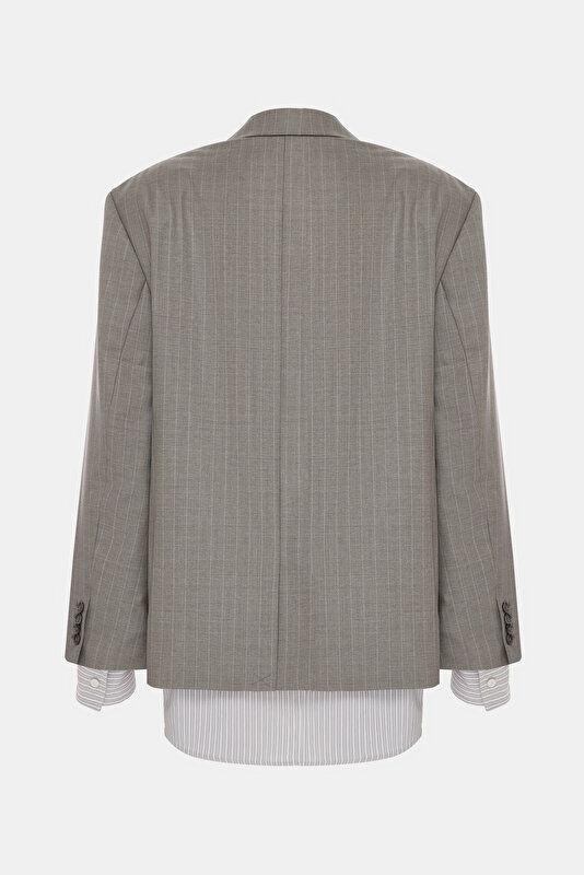 GREY BUTTONED WOOL JACKET 2