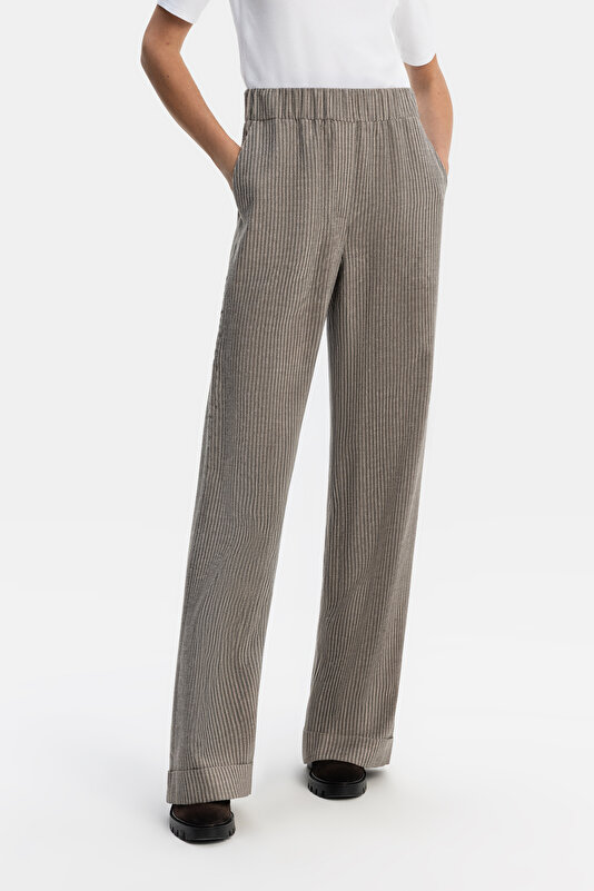 GRİ FİTİLLİ WIDE LEG PANTOLON 2