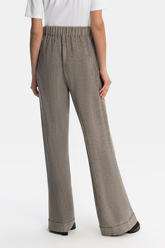 GRİ FİTİLLİ WIDE LEG PANTOLON 3
