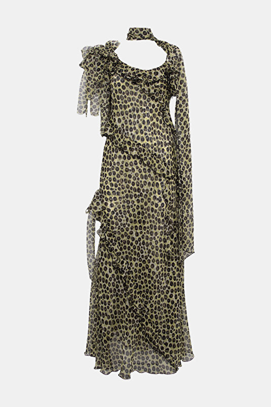 MULTICOLOR DESIGN FILLED MAXI DRESS