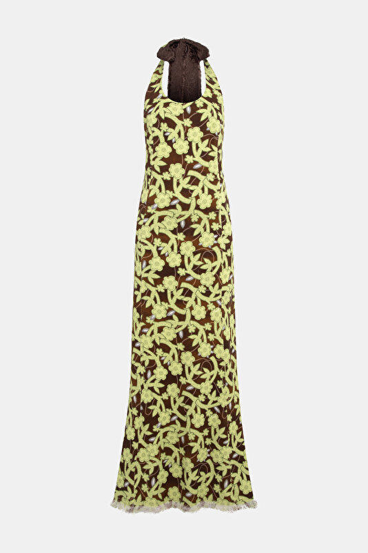 YELLOW FLORAL PATTERN MAXI DRESS