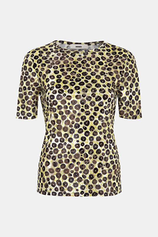 MULTICOLOR DESIGN FILLED SHORT SLEEVE BLOUSE
