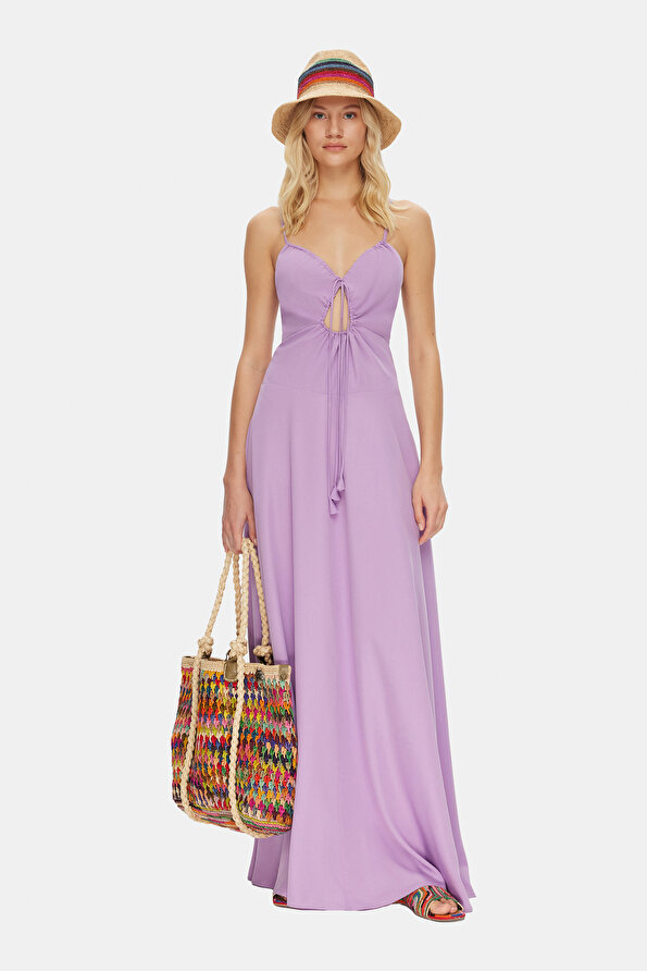 LILAC SLEEVELESS SUSPENDER MAXI DRESS