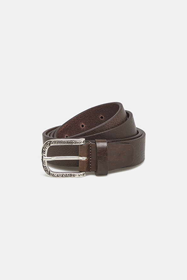 DARK BROWN LEATHER BELT