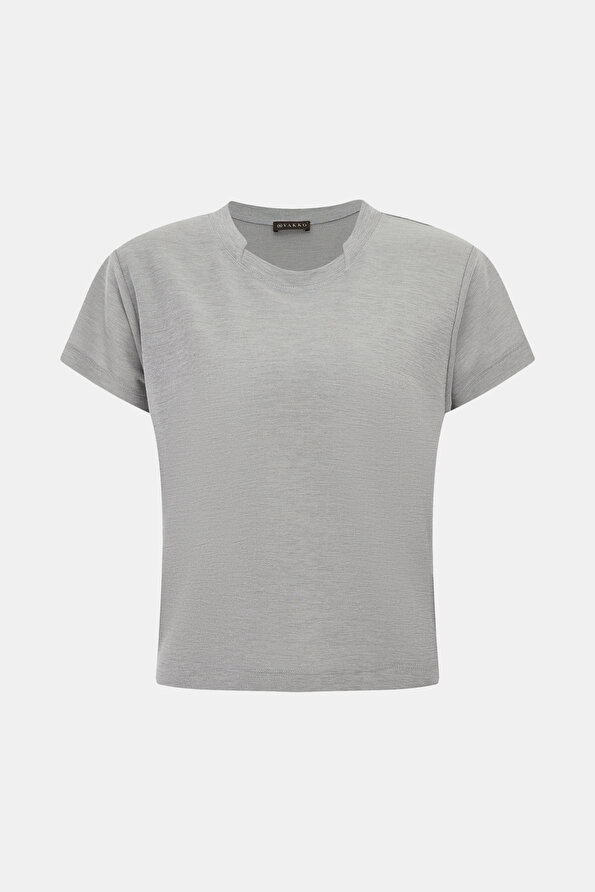 GREY BASIC / ROUND NECKLINE SHORT SLEEVE TSHIRT