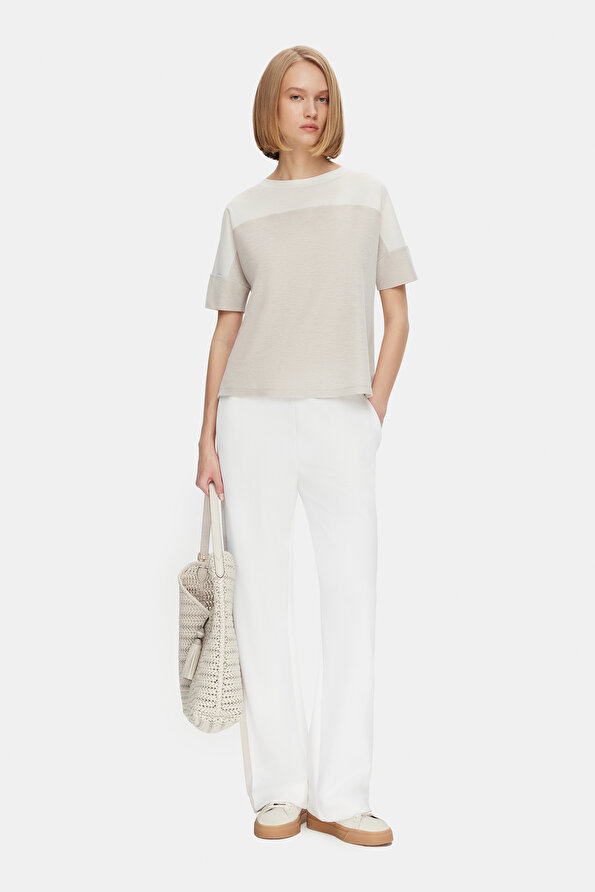 WHITE WIDE LEG SPORTS TROUSERS