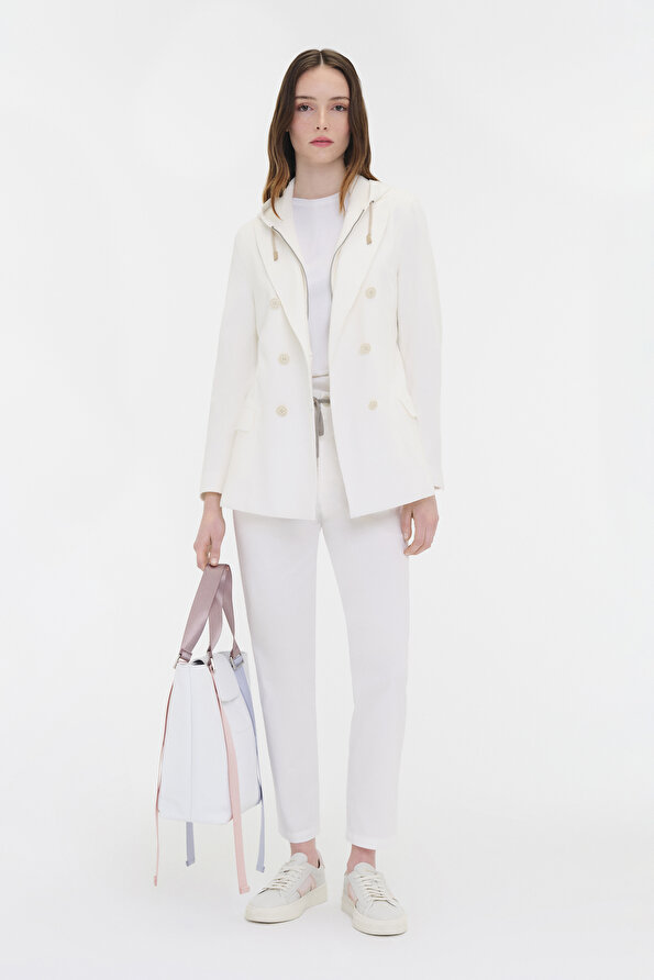 WHITE SURPLICE NECKLINE (CROSS-OVER NECKLINE) JACKET