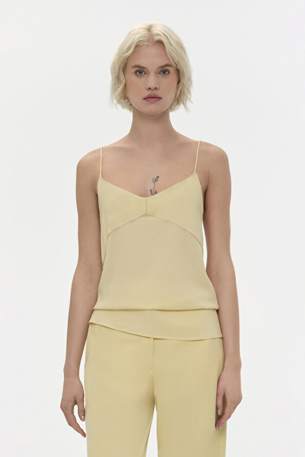 YELLOW SLEEVELESS SUSPENDER BLOUSE