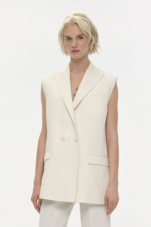 WHITE SURPLICE NECKLINE (CROSS-OVER NECKLINE) VEST