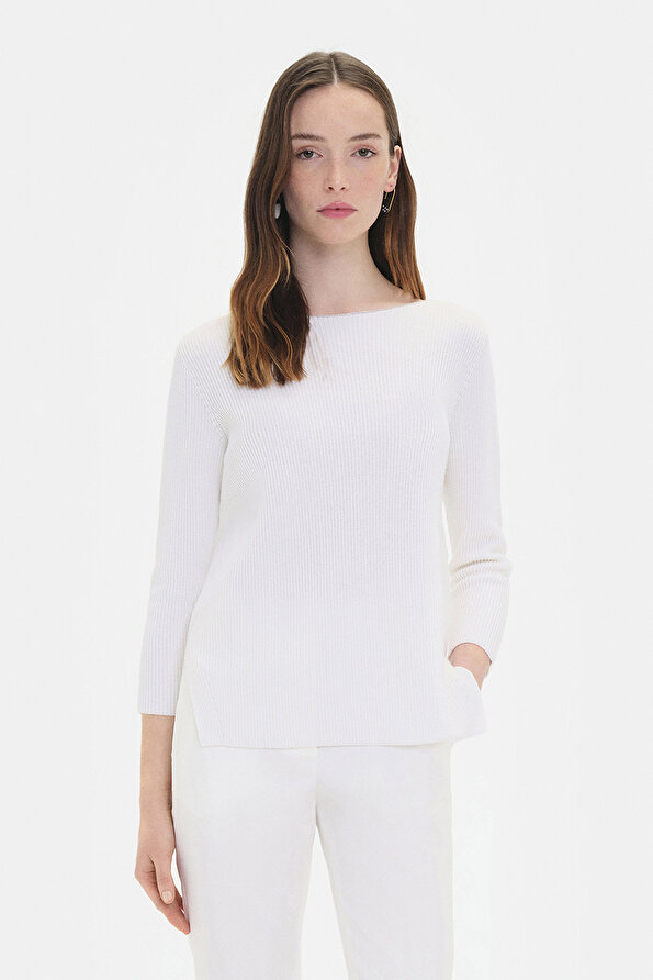 WHITE BOAT NECK JERSEY