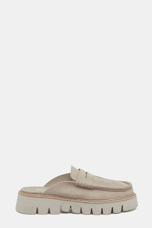 BEIGE LEATHER SLIPPER