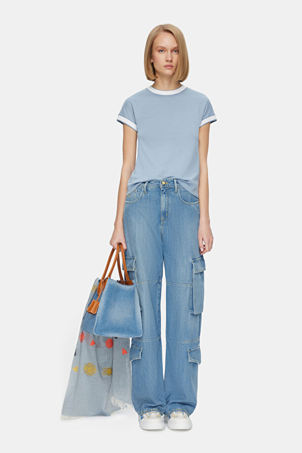 LIGHT BLUE WIDE LEG TROUSERS